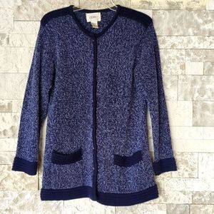 Jenny 90's Vintage Plum Blue Knit Sweater Small, Cardigan Button Up Granny Core